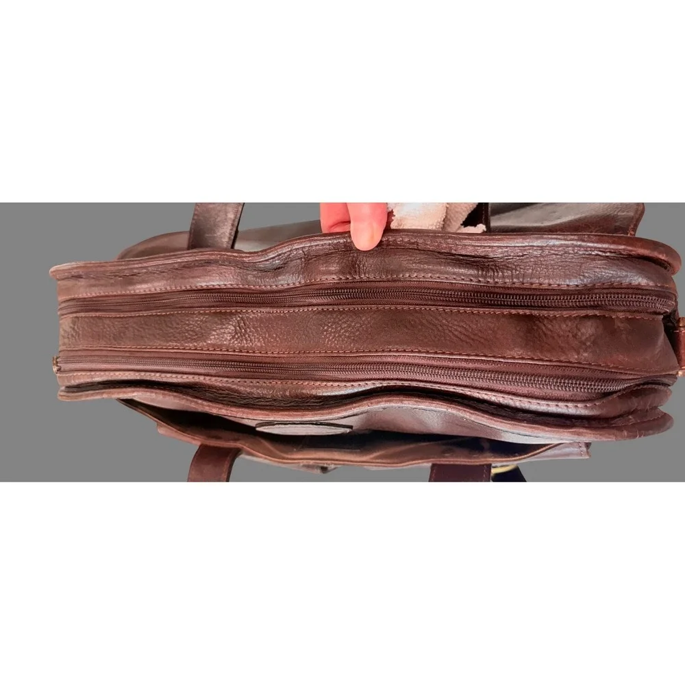 Fossil Vintage Brown Leather Briefcase Laptop Messenger Bag Missing Clasp